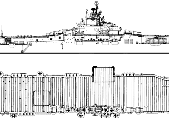 Авианосец USS CV-17 Bunker Hill 1945 [Aircraft Carrier] - чертежи, габариты, рисунки
